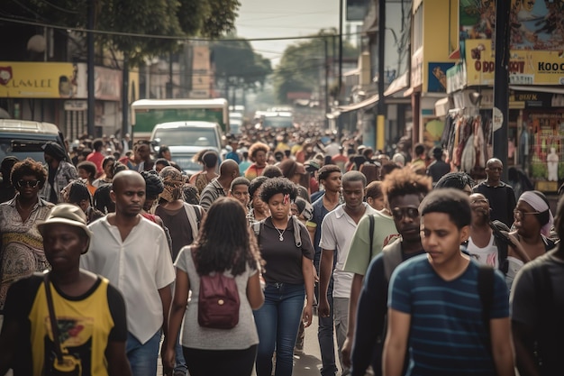 grand nombre de personnes dans une rue animée d'une ville animée