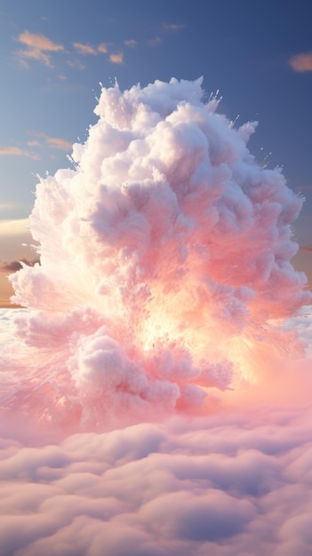 Un grand nuage rose et blanc