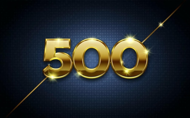 Grand numéro d'or 500 avec un fond bleu foncé