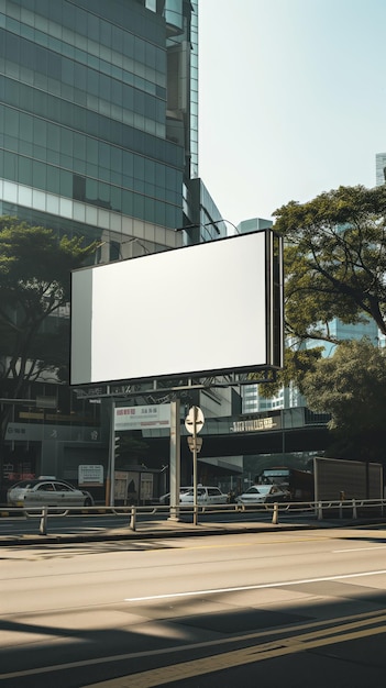 Un grand panneau d'affichage blanc dans le paysage urbain