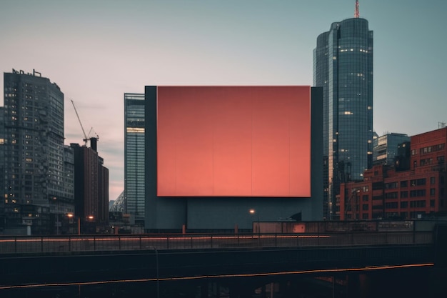 Un grand panneau d'affichage rouge sur le côté d'un bâtiment Image AI générative