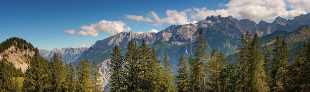 Grand panorama de montagne par temps ensoleillé