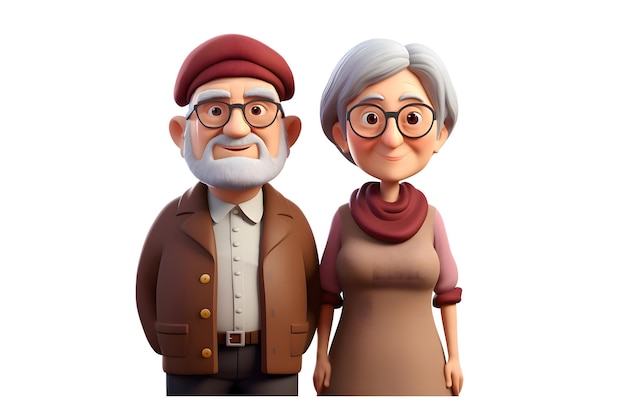 Grand-parents39 jour 3d avatar d'un mignon couple de personnes âgées