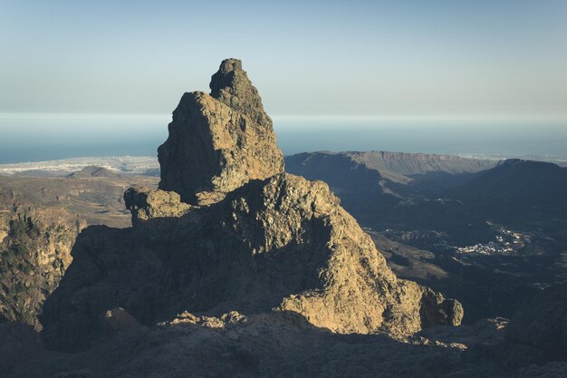 Grand paysage de Pico de las Nieves au coucher du soleil à Gran Canaria Espagne Sommet de montagne