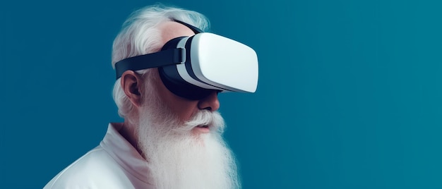 Grand-père dans les lunettes de réalité virtuelle Generative AI