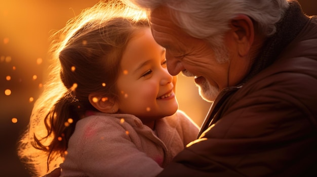 Grand-père et petite-fille partagent un moment de bonheur