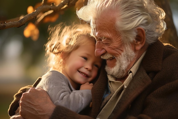 Photo le grand-père et la petite-fille