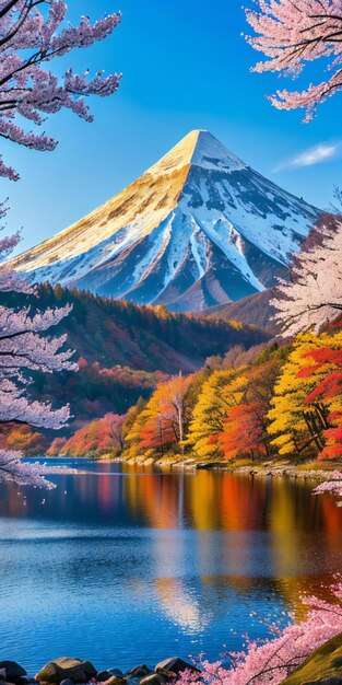 Photo un grand plan d'eau avec une montagne en arrière-plan