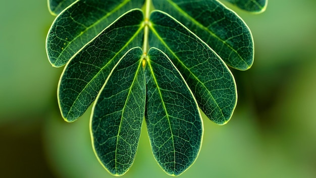 Grand plan d'une feuille verte fraîche