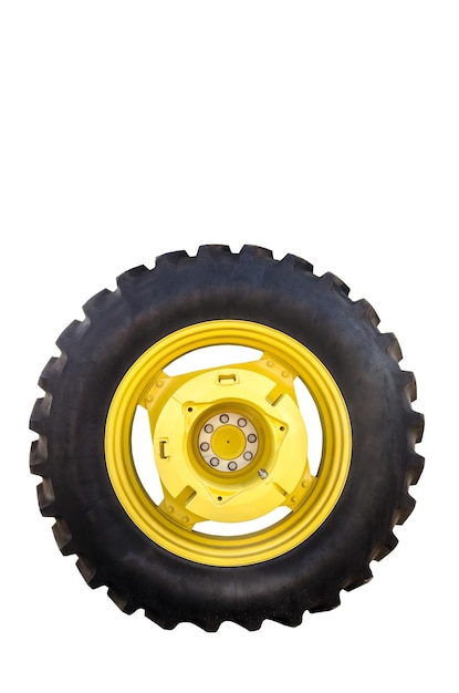Photo un grand pneu noir avec une jante jaune qui dit 1 sur le côté