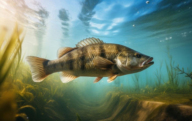 Un grand poisson nage avec puissance