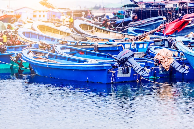 Le grand port de pêche, plein de bateaux et de chalutiers? Asie.