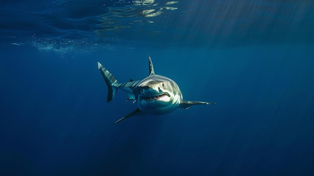 Le grand requin blanc sous-marin vue générative Ai