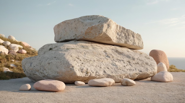 Un grand rocher sur la plage de Sandy