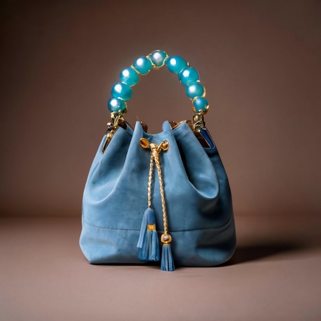 Le grand sac en cuir d'une femme bleue