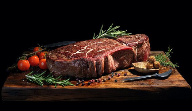 Grand Steak Cuit Entier Sur Une Surface En Bois