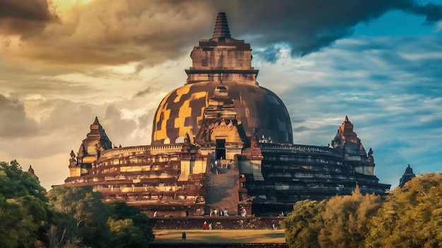 Photo le grand stupa sanchi est situé dans le madhya pradesh, en inde.