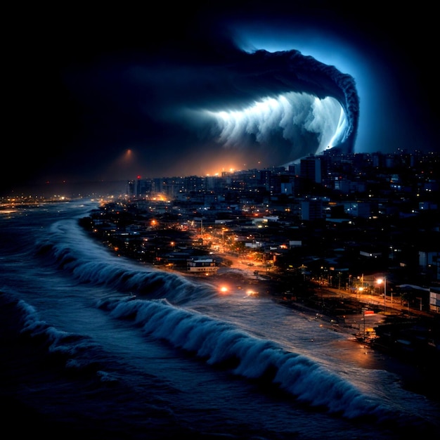 un grand tsunami dans la ville