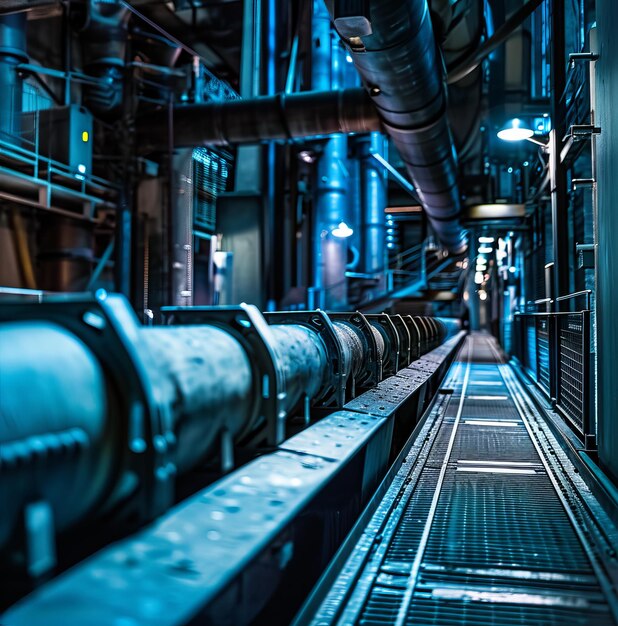 Photo un grand tuyau dans une usine