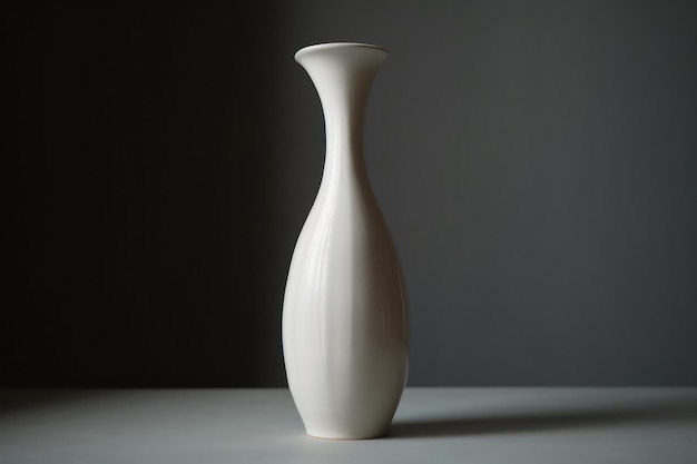 Grand vase en céramique évasé avec glaçure blanche brillante sur fond blanc IA générative