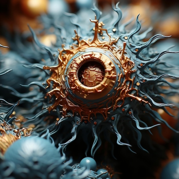 Photo un grand virus de la grippe dans une cellule vivante