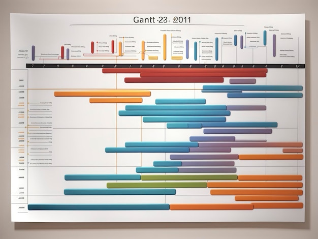 une grande affiche d'un diagramme de Gant sur un mur avec une horloge