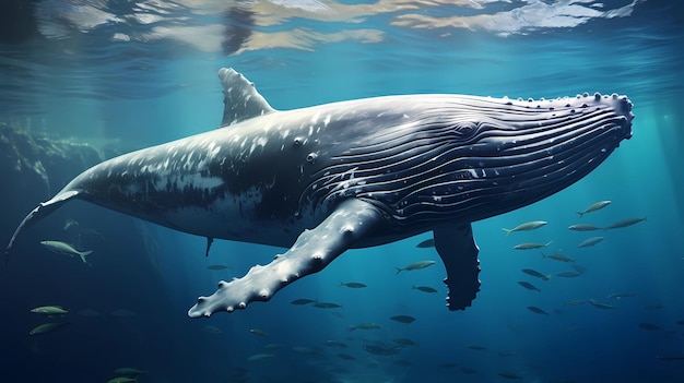 une grande baleine nageant sous l'eau