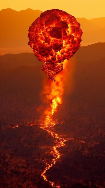 grande boule de feu avec de la fumée noire