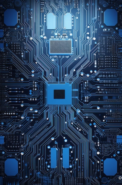 Une grande carte de circuit bleu, une belle illustration, une IA générative.