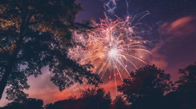 Une grande célébration avec des feux d'artifice