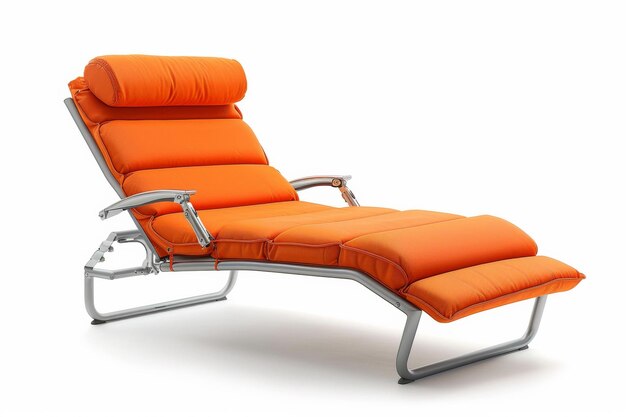 Photo grande chaise longue orange avec un cadre argenté ia générative