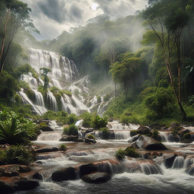 Une grande chute d'eau naturelle d'une montagne à Chiang Mai en Thaïlande