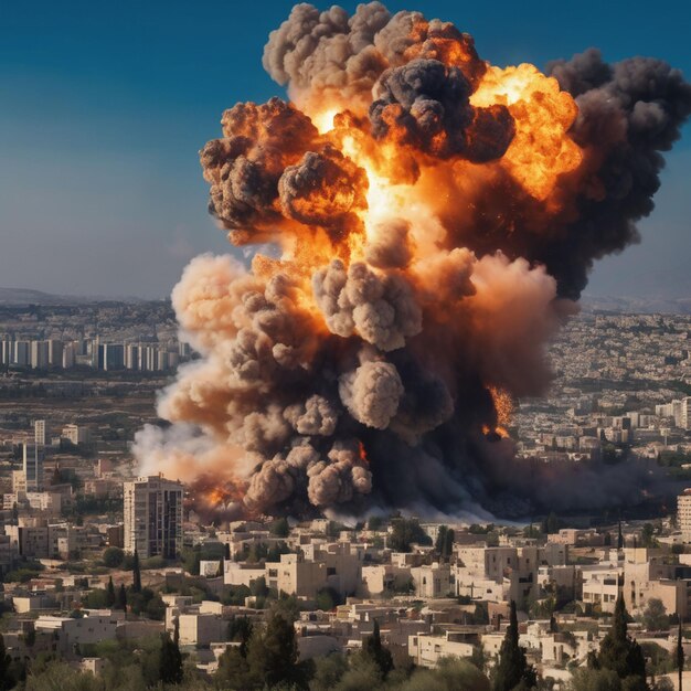Grande explosion de missiles sur la ville d'Israël