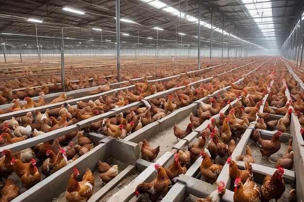 Photo une grande ferme avicole avec des poulets et des coqs production de viande et d'œufs agriculture avicole industriel