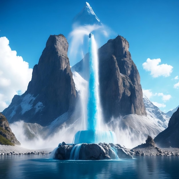 Grande fontaine La montagne Eau bleue