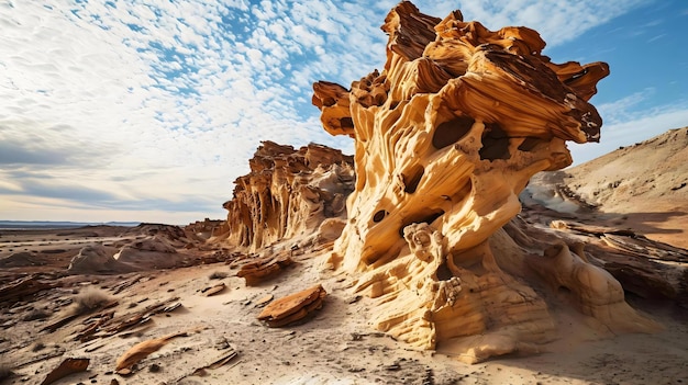 une grande formation rocheuse au milieu d'un désert