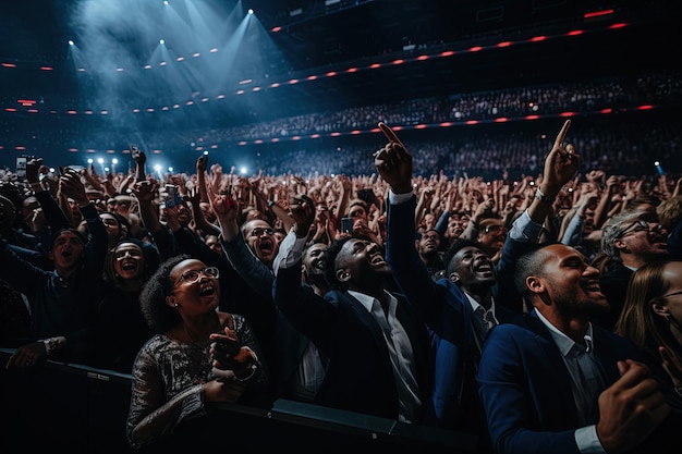 Une grande foule à un concert.