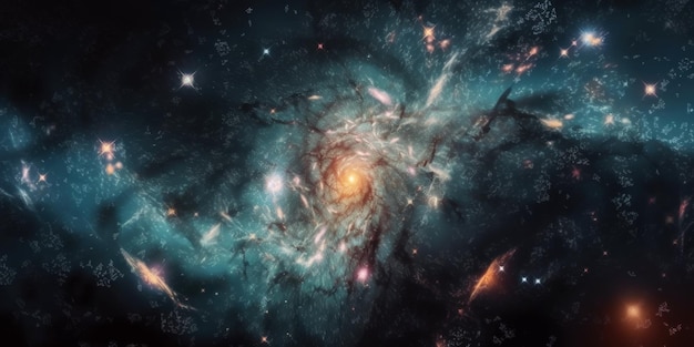 Une grande galaxie spirale avec une étoile au centre Image AI générative