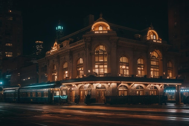 La grande gare au milieu de la ville.