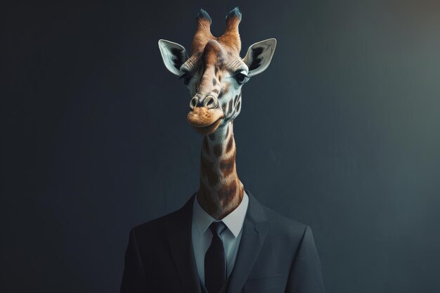 Une grande girafe en costume d'affaires voyage Générez Ai