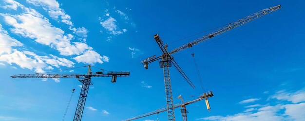 Photo une grande grue se tient devant un ciel bleu avec des nuages