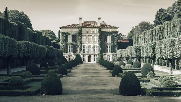 une grande maison blanche avec une grande porte d'entrée qui dit " l'entrée de la maison "