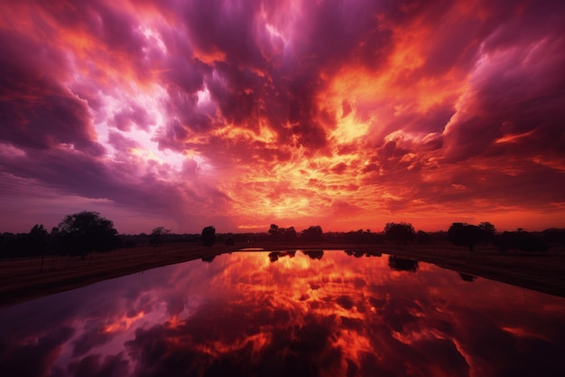 Une grande masse d'eau sous un ciel nuageux