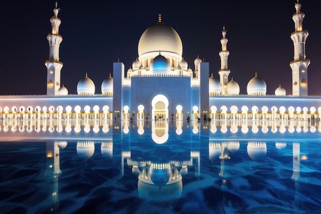 Grande mosquée illuminée la nuit