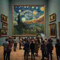 Photo une grande peinture d'une nuit étoilée est exposée dans un musée
