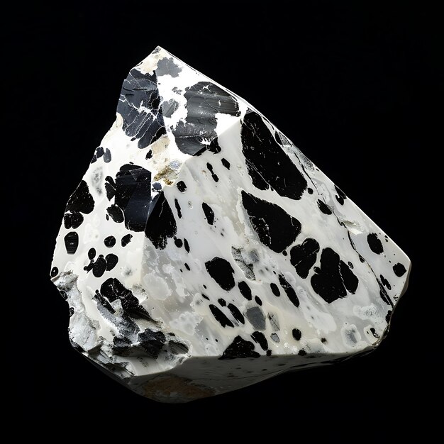 Photo une grande pierre de quartz blanc avec des roches noires et blanches