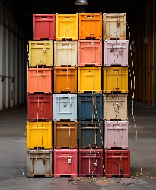 Photo une grande pile de boîtes colorées avec le numéro 10 dessus