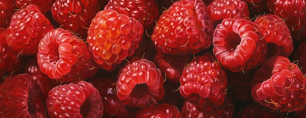 Une grande pile de framboises