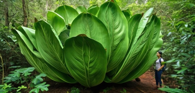 Photo une grande plante à feuilles vertes avec de grandes feuilles.