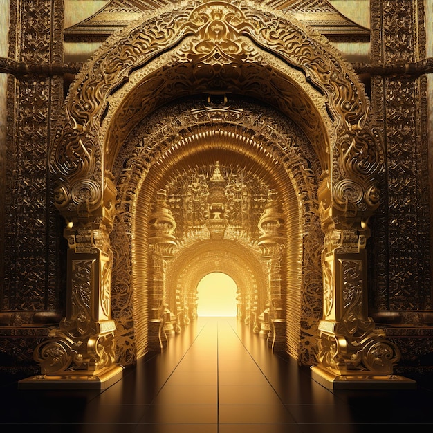 Photo une grande porte d'or d'un palais